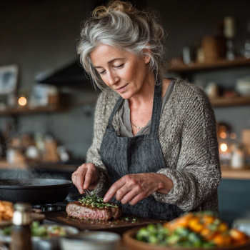 Egészséges idős pár közösen főz